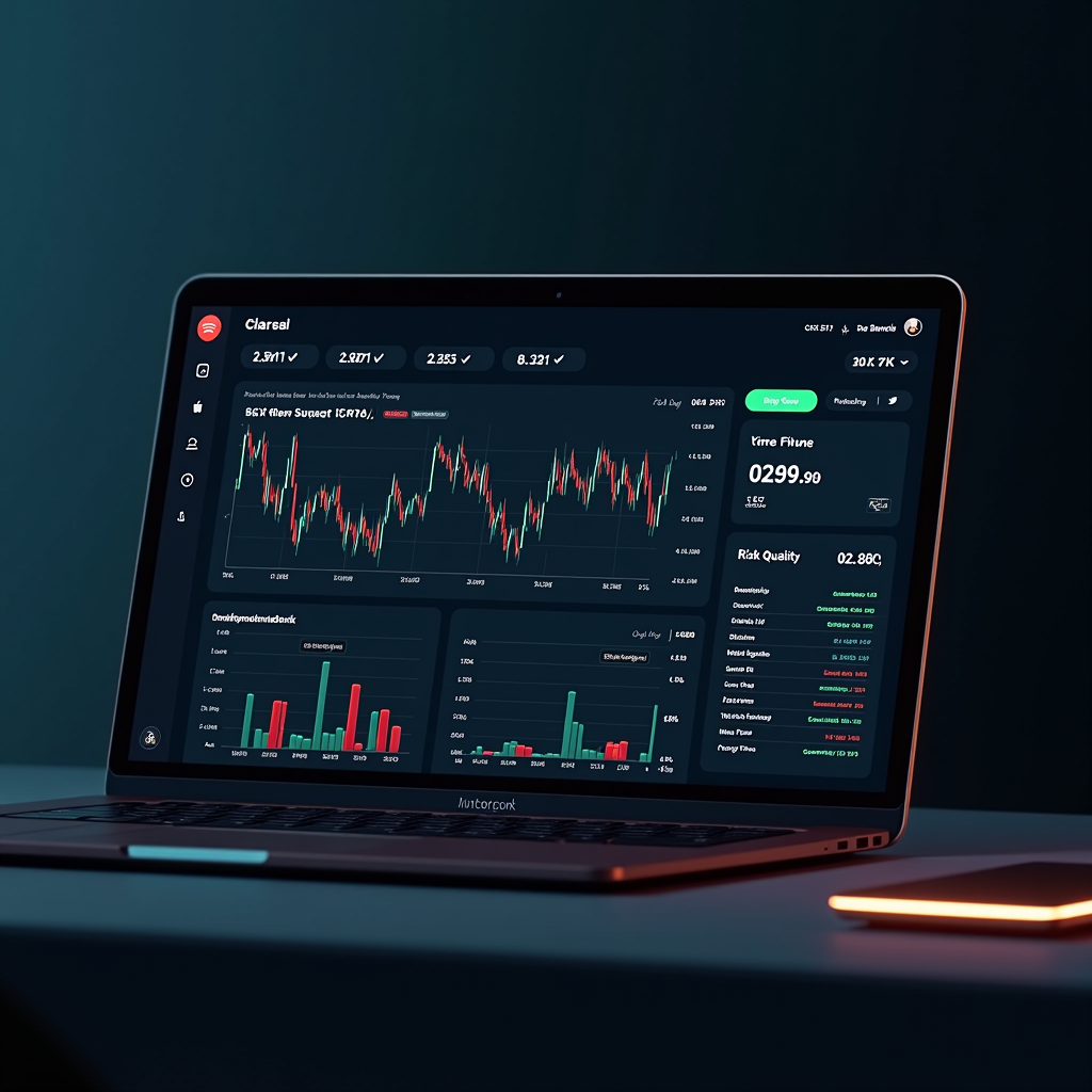 Tableau de bord personnalisé affichant des recommandations de trading adaptées avec des graphiques, des points d'entrée et de sortie suggérés, et des paramètres de gestion des risques